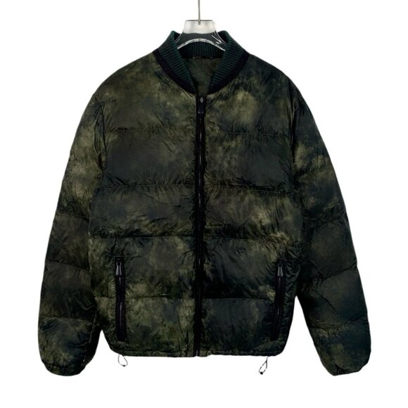 Maglia Knit 48 Green Tie-Dye Puffer Jacket With Ribbed Collar & Zip Pockets - Picture 1 of 8